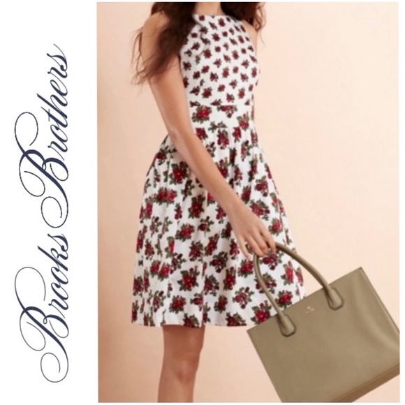 Brooks Brothers Dresses & Skirts - Brooks Brothers Floral Printed White & Red Dress size 8